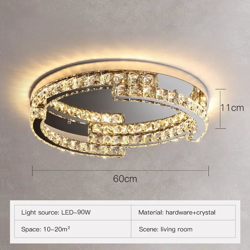 lampe de plafond led en cristal de style moderne avec télécommande - vue 8 sur 9