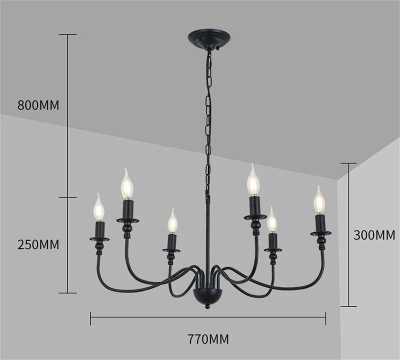lustre en fer noir avec éclairage led pour intérieur moderne - vue 4 sur 6