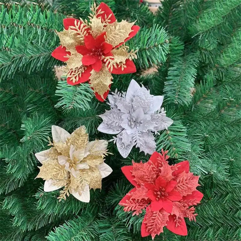 décoration suspendue fleur pailletée pour arbre de noël - vue 4 sur 34