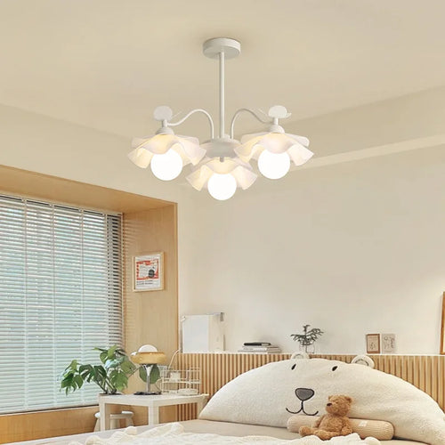lustre nordique à fleurs style crémeux pour diverses pièces