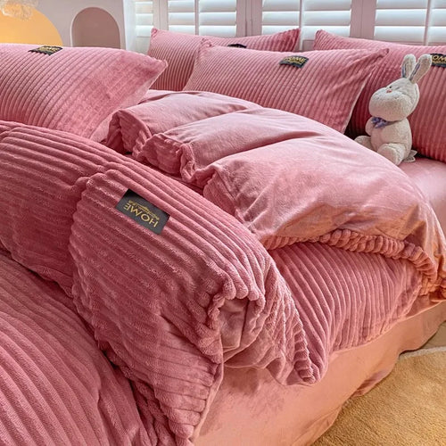 housse de couette velours épaisse chaude pour lit double