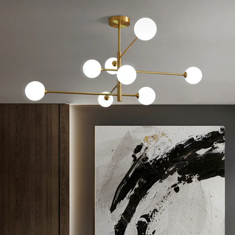 Nordique moderne verre laiton lustre luminaires décor à la maison salon en laiton suspension lumières chambre Restaurant café lampe suspendue