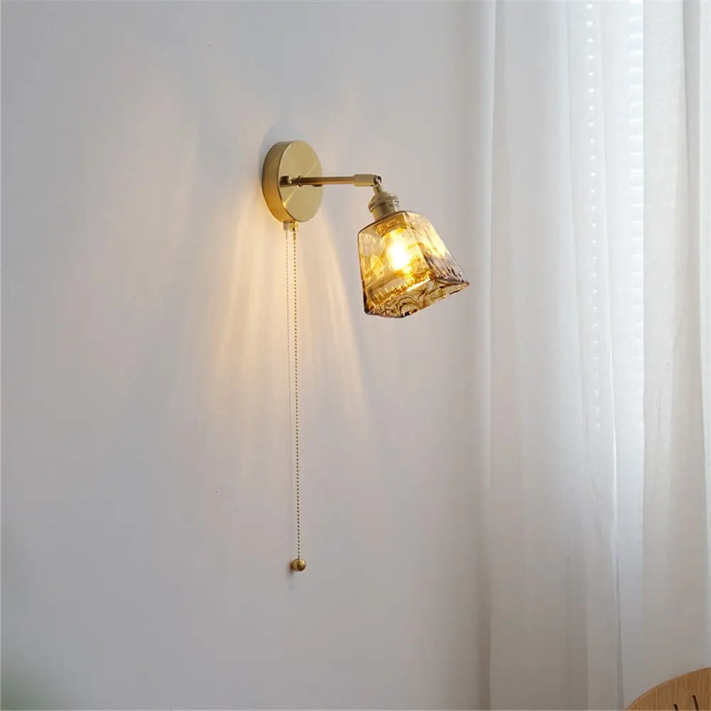 applique murale rotative rétro en verre cuivré avec interrupteur - vue 2 sur 8