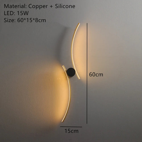 Minimalist copper LED wall light for decorative ambience - vue 14 sur 14