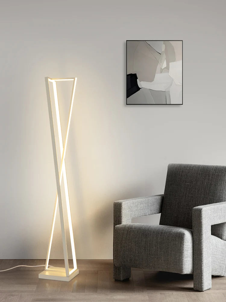 Lampadaire Led à géométrie noire et blanche moderne