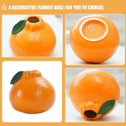 Ceramic Vase, Orange Vase for Home Decor,Decorative Vase Fruit Shape Vase Tabletop Decorative Vase Table Centerpieces Decoratio - vue 3 sur 7