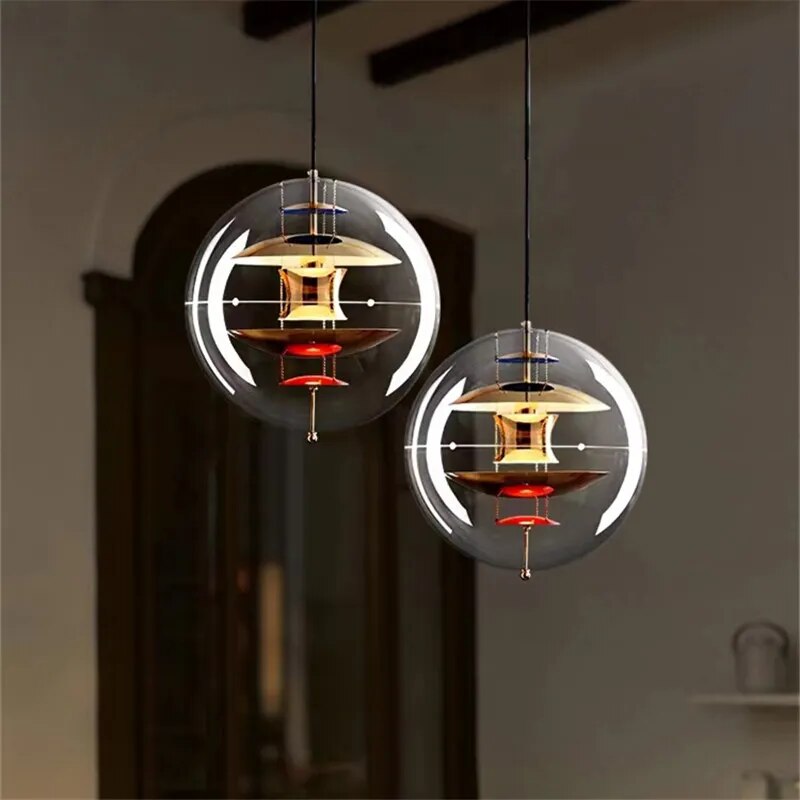 suspension boule chrome acrylique esthétique bar cafe - vue 4 sur 9