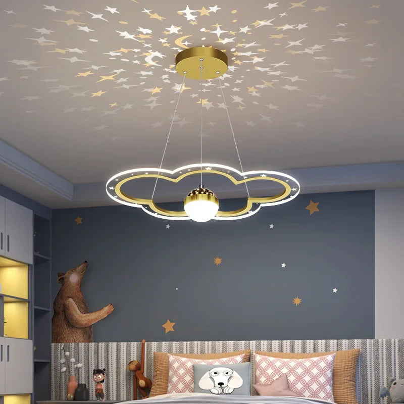 lustre led moderne nuage fleur éclairage ciel étoilé intérieur - vue 5 sur 18