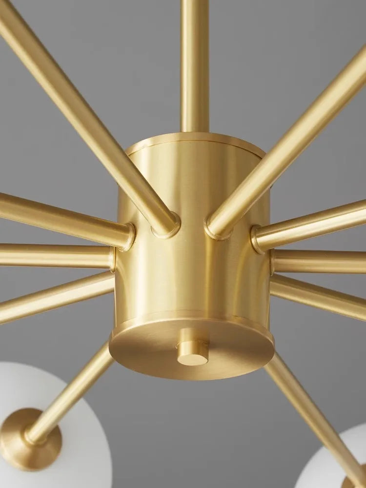Modern copper chandelier with minimalist decorative glass - vue 5 sur 9