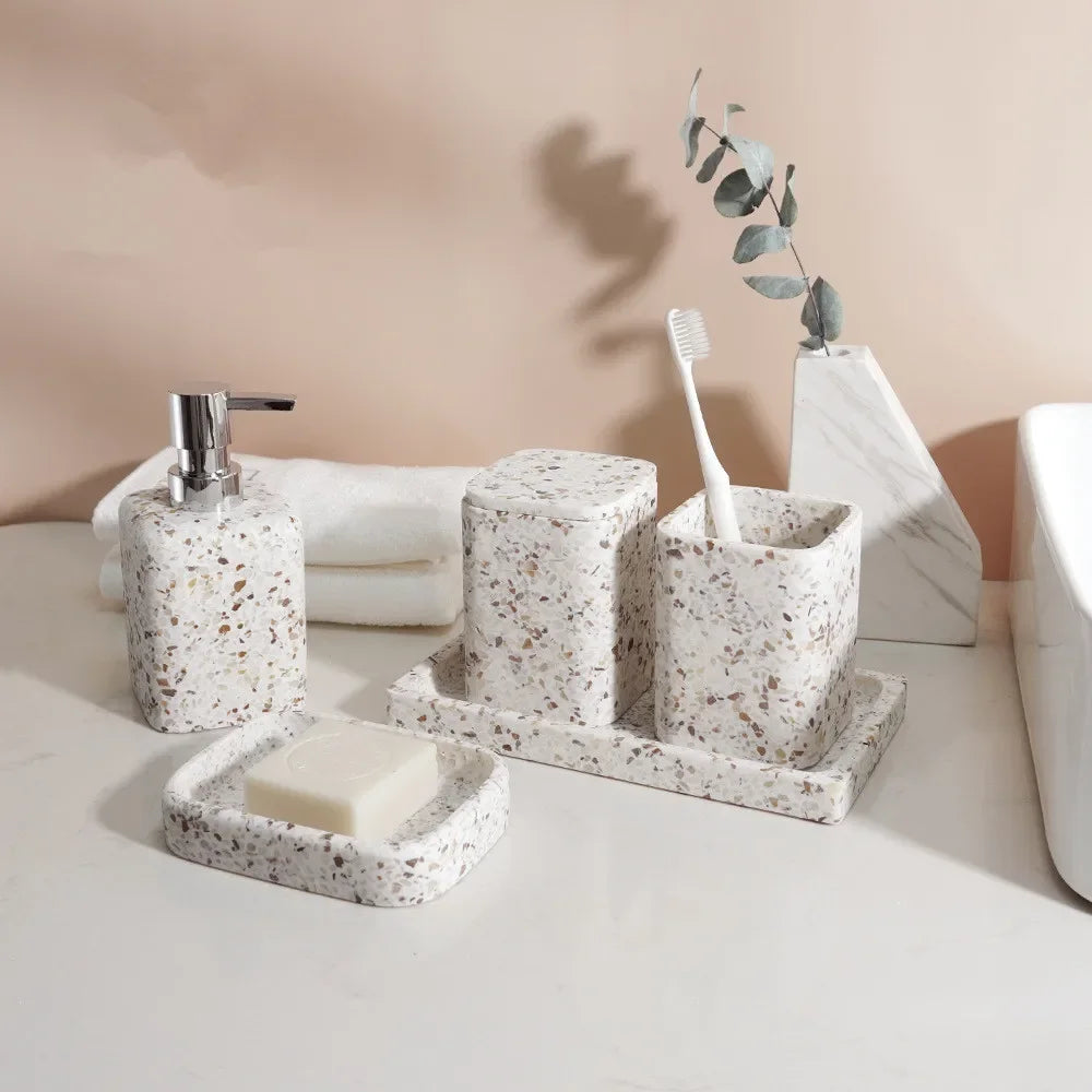 distributeur de savon en pierre naturelle pour salle de bain décorative - vue 3 sur 14