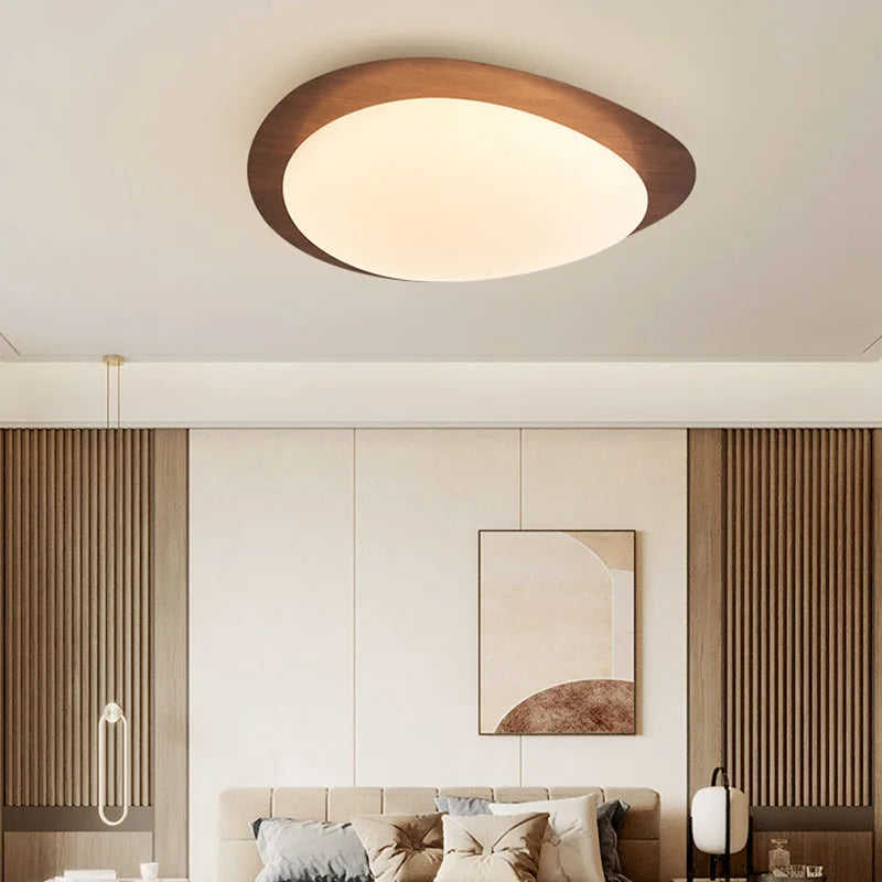 Plafonnier LED nordique texture bois pour chambre salon salle à manger étude couloir lustre intérieur décoration de la maison luminaire - vue 4 sur 14