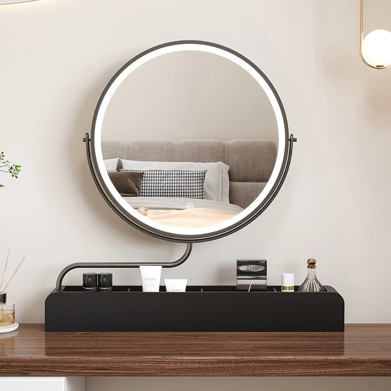 miroir décoratif à led rétro en bois pour maquillage - vue 5 sur 11
