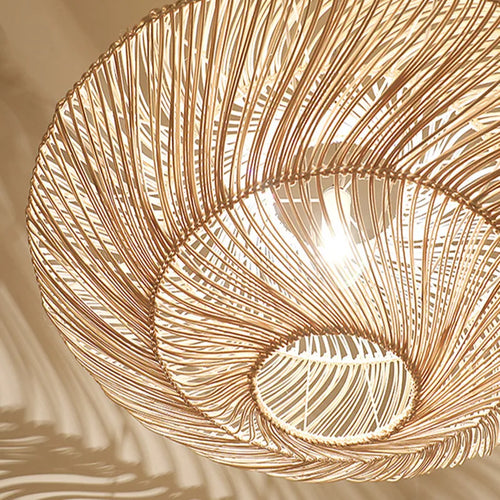 suspension en rotin japonais design ovni pour décoration moderne