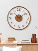 Transparent minimalist wall clock, tree leaf pointer, wood grain wall clock, silent living room, bedroom, office, and holiday de