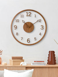 Transparent minimalist wall clock, tree leaf pointer, wood grain wall clock, silent living room, bedroom, office, and holiday de