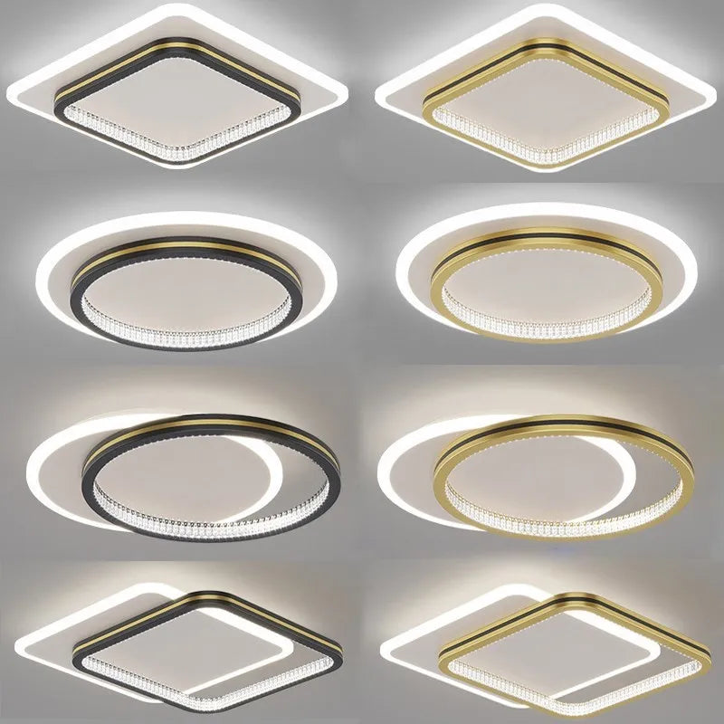 Plafond moderne à LEDs lumières pour l'entrée de la maison luminaires d'intérieur avec abat-jour en cristal lumières rondes carrées Luminaria