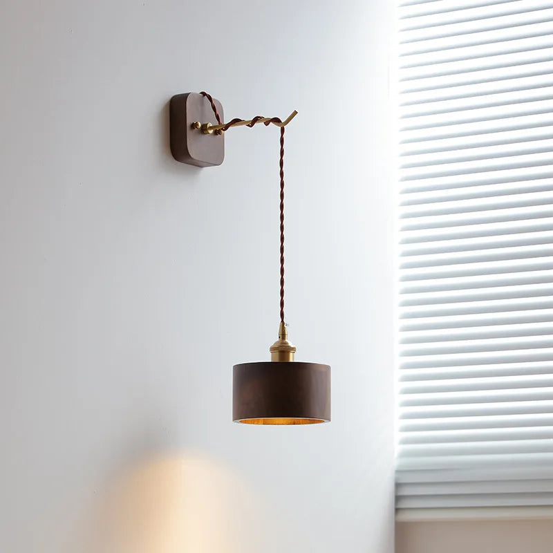 applique murale led moderne en bois de noyer nordique wabi-sabi - vue 3 sur 21
