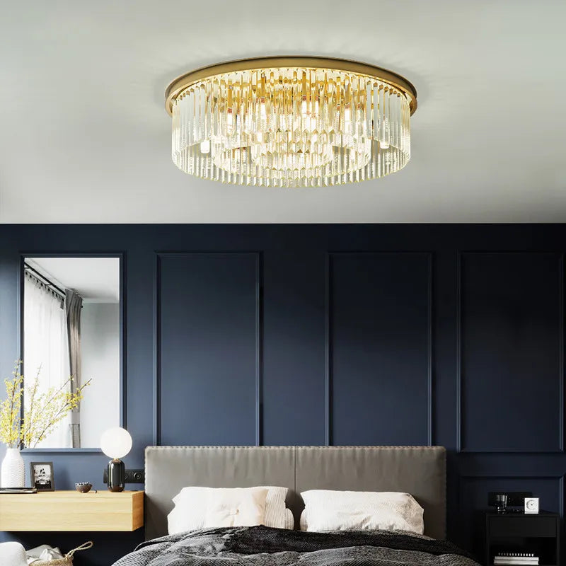 Lustre en cristal LED moderne américain salon salle à manger Villa suspension chambre plafond suspension lampe décor à la maison Lustre