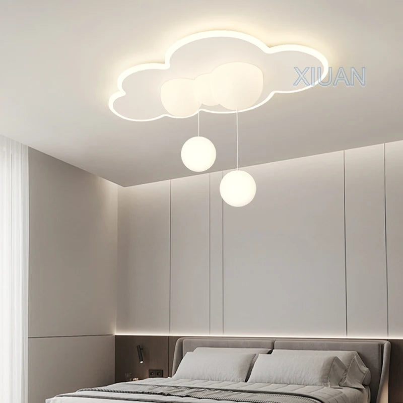 Minimalist Children's Room Ceiling Lamps Hanging Ball Bubble Droplight White Cloud Bedroom Chandelier Light Living Room Indoor - vue 5 sur 9