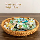 HEMU-Round Rattan Woven Basket, Wicker Fruit Basket, Bread Food, Kitchen Home Decor Organizer