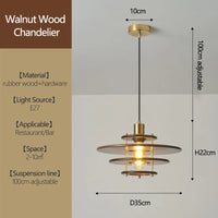 lustre en bois massif soucoupe volante design rétro pour bar et restaurant