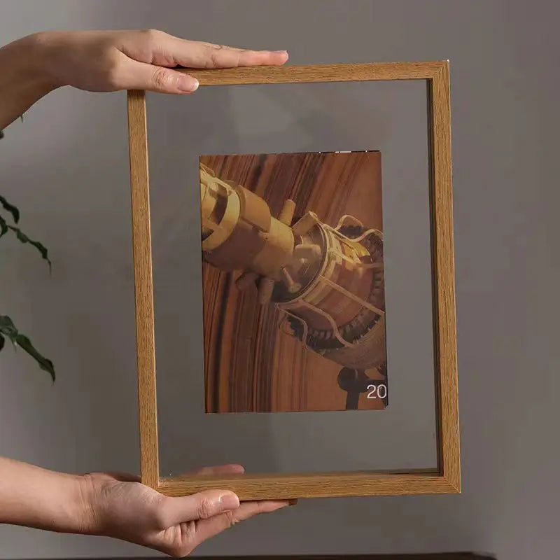 Classic Solid Wood Double-Sided Transparent Acrylic Photo Frame, Framing Photos, Specimens, Certificates, Paintings, Posters - vue 3 sur 9