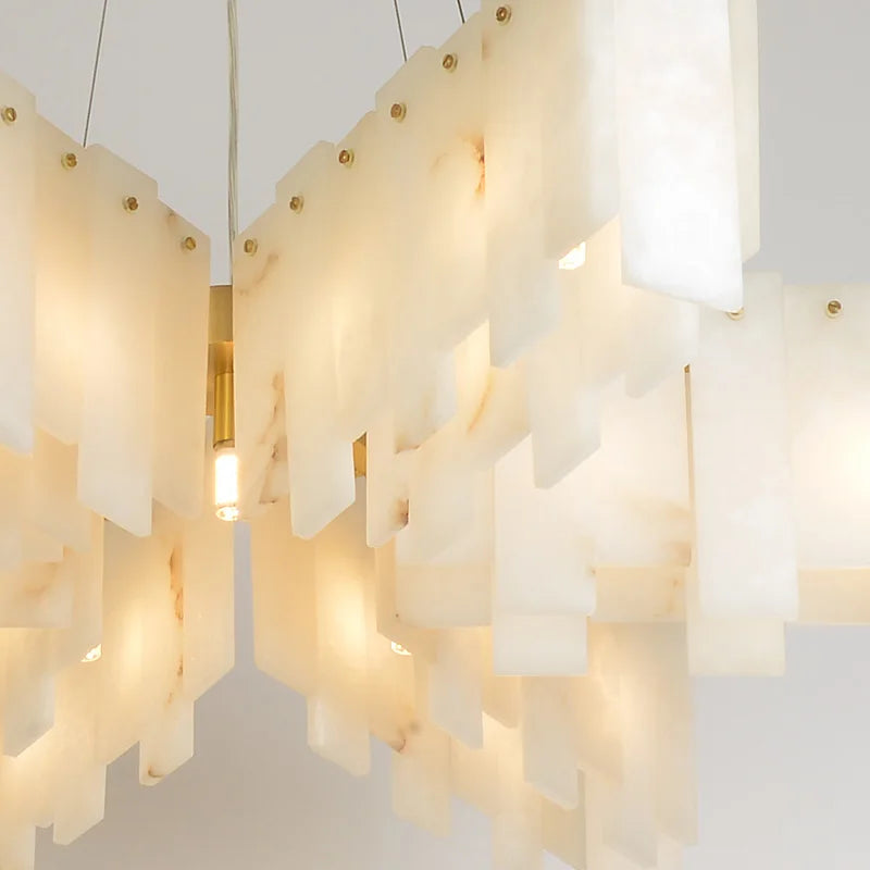 lustre design moderne en marbre naturel espagnol led - vue 6 sur 11