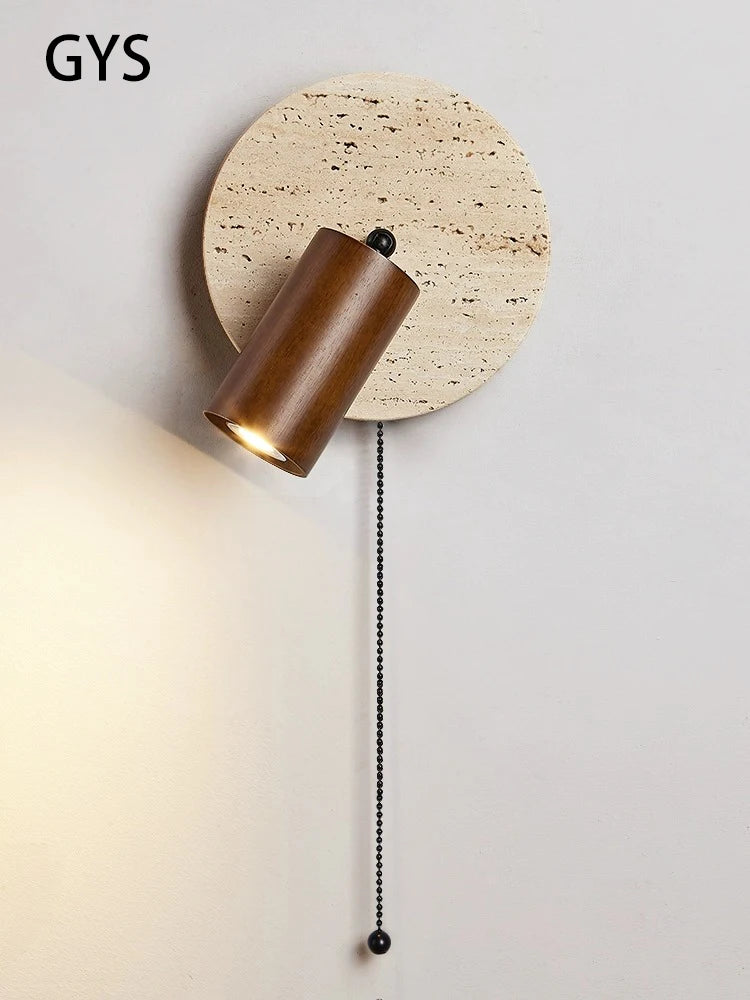 Lampe de lecture ronde en pierre à côté de mur Led - vue 2 sur 7