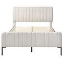 Cushion bed double bed 140x200 cm, bed frame with slatted frame and adjustable headboard, upholstered bed in gray-beige, bed