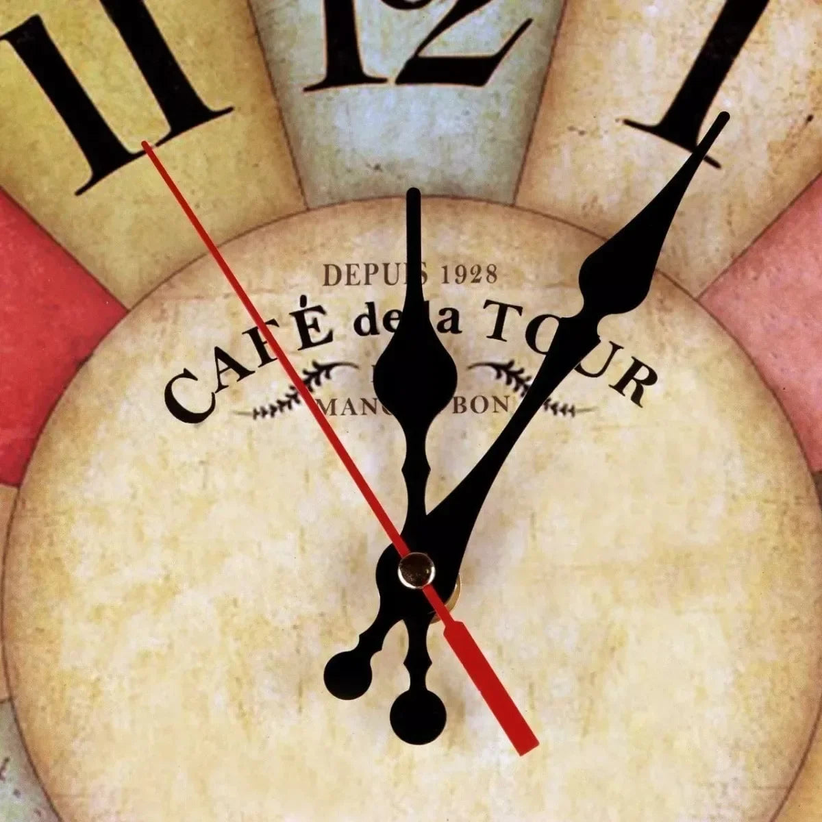 horloge murale en bois épais style ferme pour décoration rétro - vue 4 sur 6