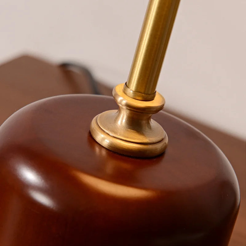 lampe à poser rétro en verre bois et cuivre design artistique - vue 7 sur 8