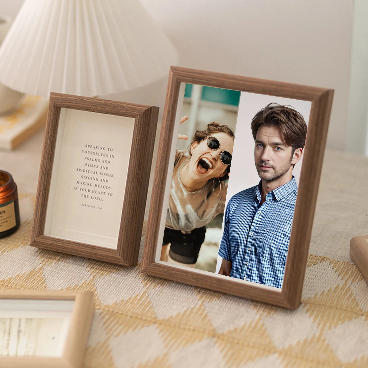 Personalized wooden photo frames, custom photo frame ornaments, simple holiday gifts indoors, commemorate precious memories - vue 4 sur 15