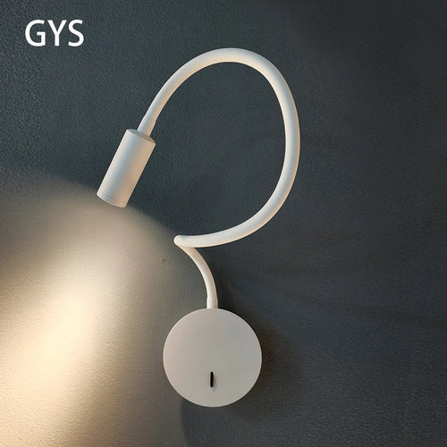 GYS mur Led lampe chevet liseuse 3W Spot lumière interrupteur marche/arrêt blanc noir Table bureau Flexible AC85-265V éclairage intérieur - vue 2 sur 9
