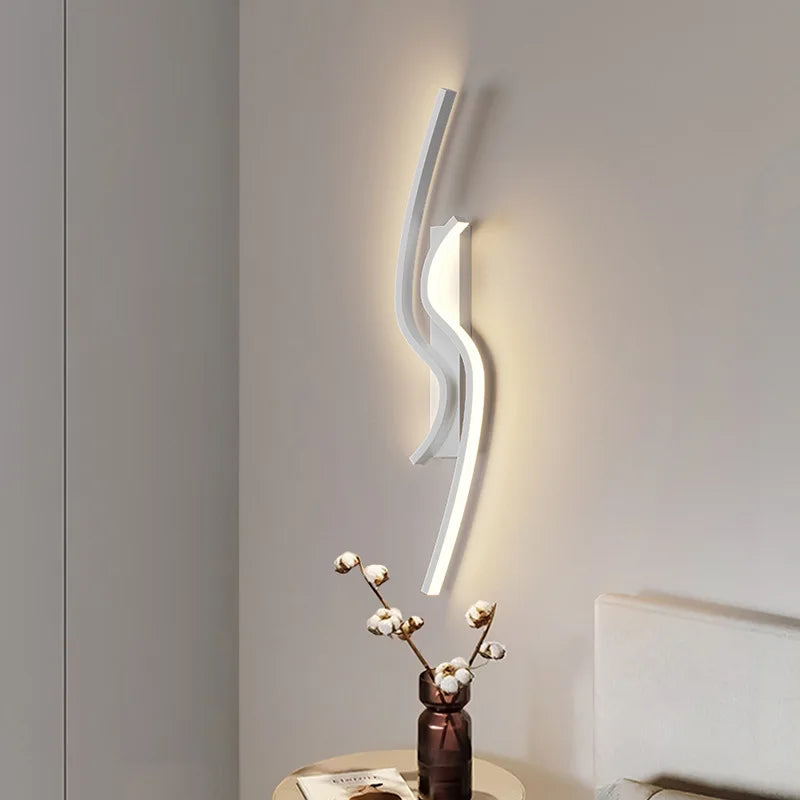applique murale LED moderne pour salon TV fond allée chambre chevet - vue 7 sur 12