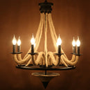 lustre loft américain en bois avec corde de chanvre industrielle