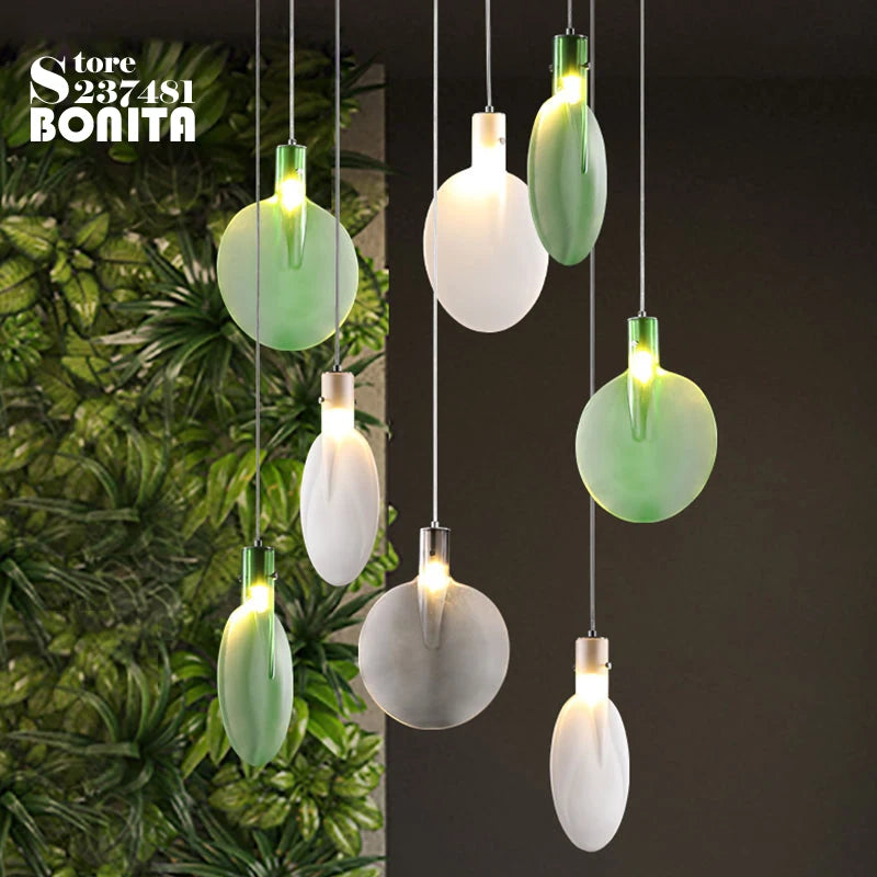 suspension en verre abat-jour raquette tennis design moderne lumineux - vue 6 sur 10