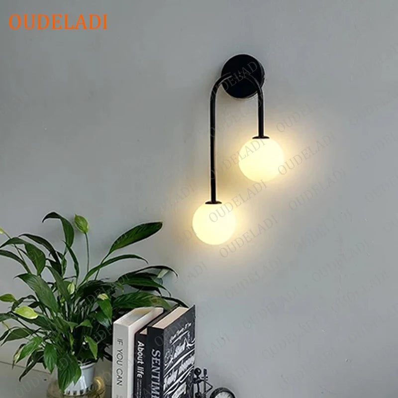 applique murale led boule verre intérieure moderne - vue 3 sur 10