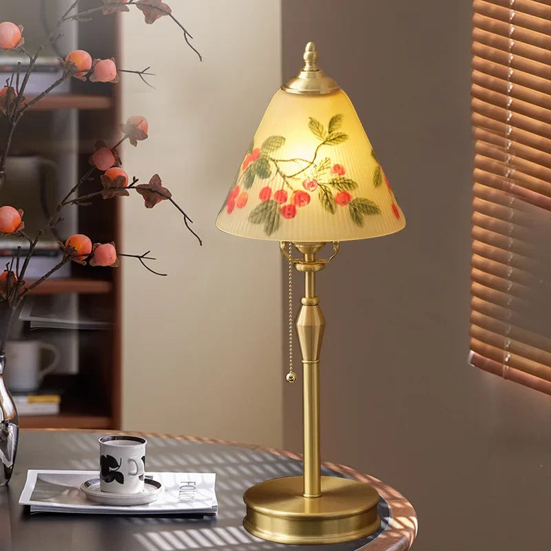 Lampe de Table de mariage en verre de cuivre peint à la main