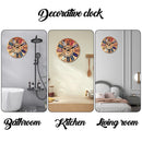 A Creative Retro Wooden Density Board Veneer Decorative Wall Clock, 1873 London Kaiston Station Element Pattern Design Wall Clock, Silent Silent Quartz Clock, Living Room Bedroom, Room Decoration, Mental Home Decoration, Birt