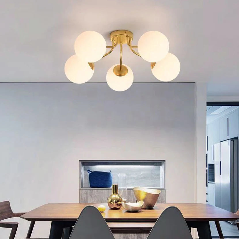 suspension lustre 	 led boule de verre pour sommeil direct - vue 6 sur 11