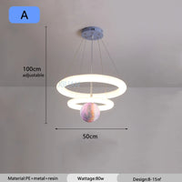Creative Children's Room Pendant Lamps 360 Degree Lighting Annular Sconces Unicorn Astronaut Bedroom Hanging Light Pink Blue