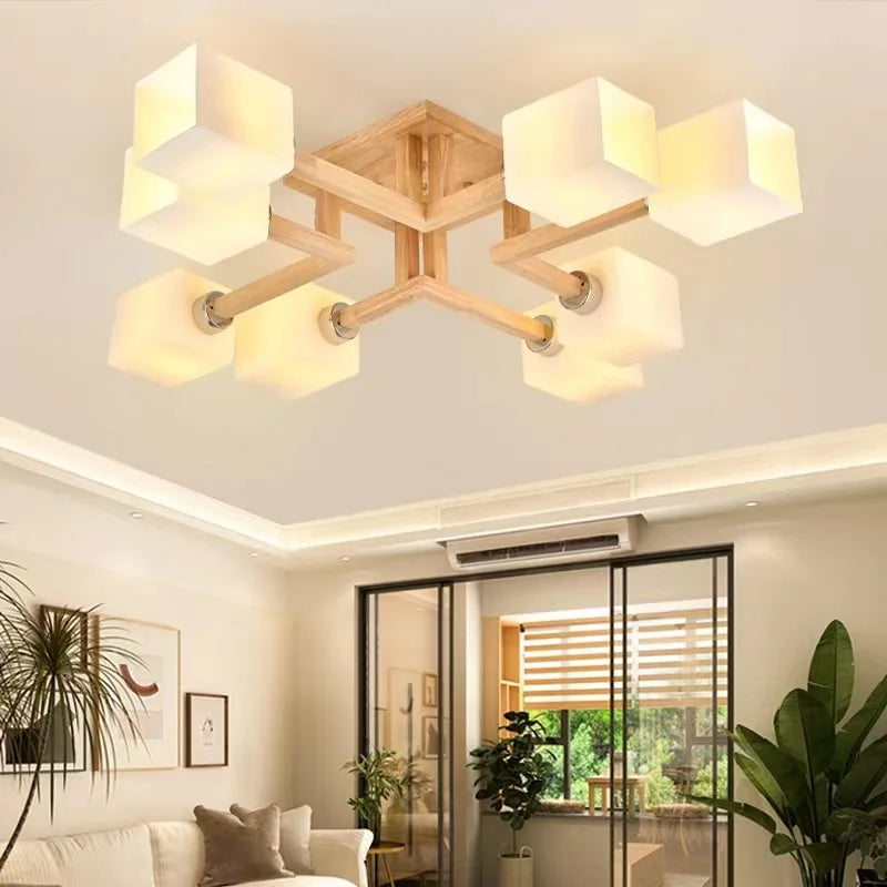 Plafonnier design en bois style japonais - vue 4 sur 10