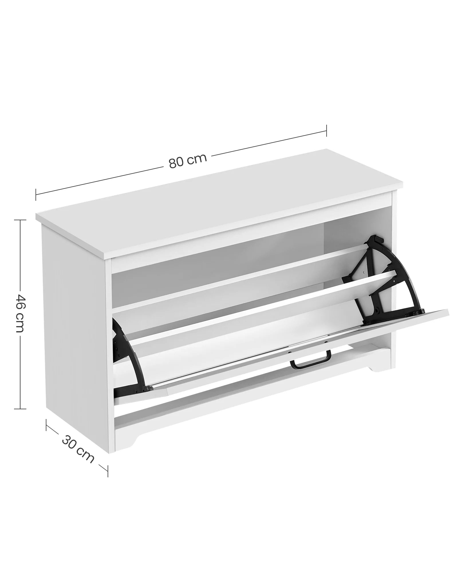 VASAGLE Shoe Bench, Entrance Shoe Box with Folding Door, Adjustable Interior Divider, with Cut-out Side Handles, 80 x 30 x 46 cm - vue 6 sur 7