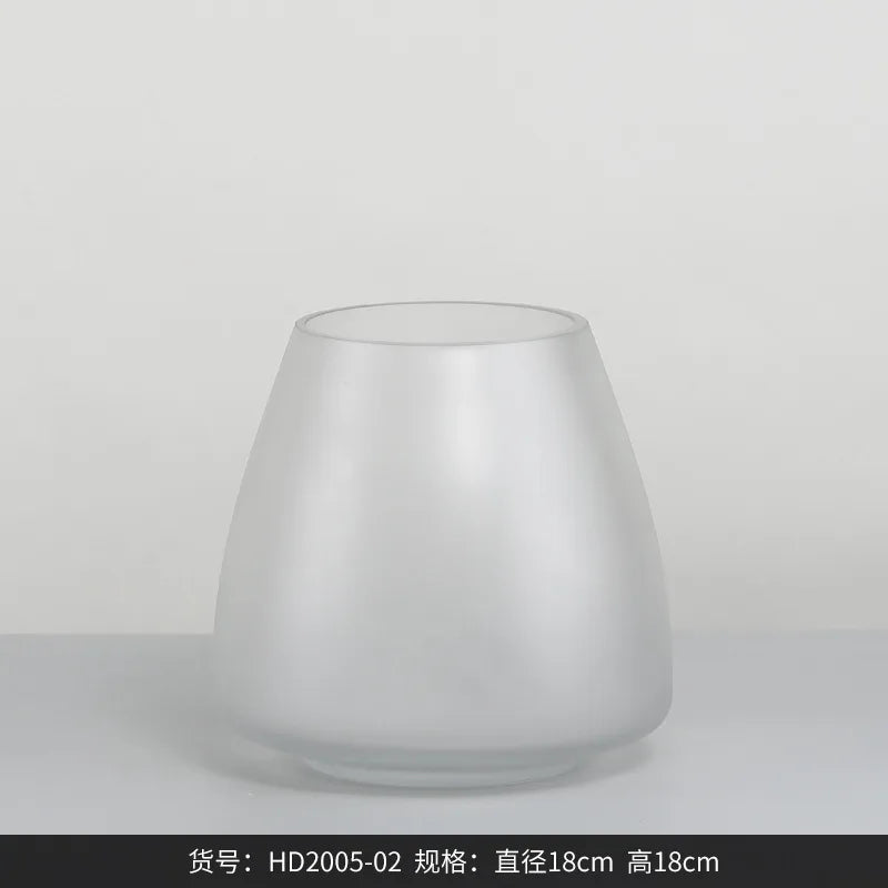 vase en verre givré pour décoration intérieure fleurs séchées et hydroponique - vue 10 sur 12