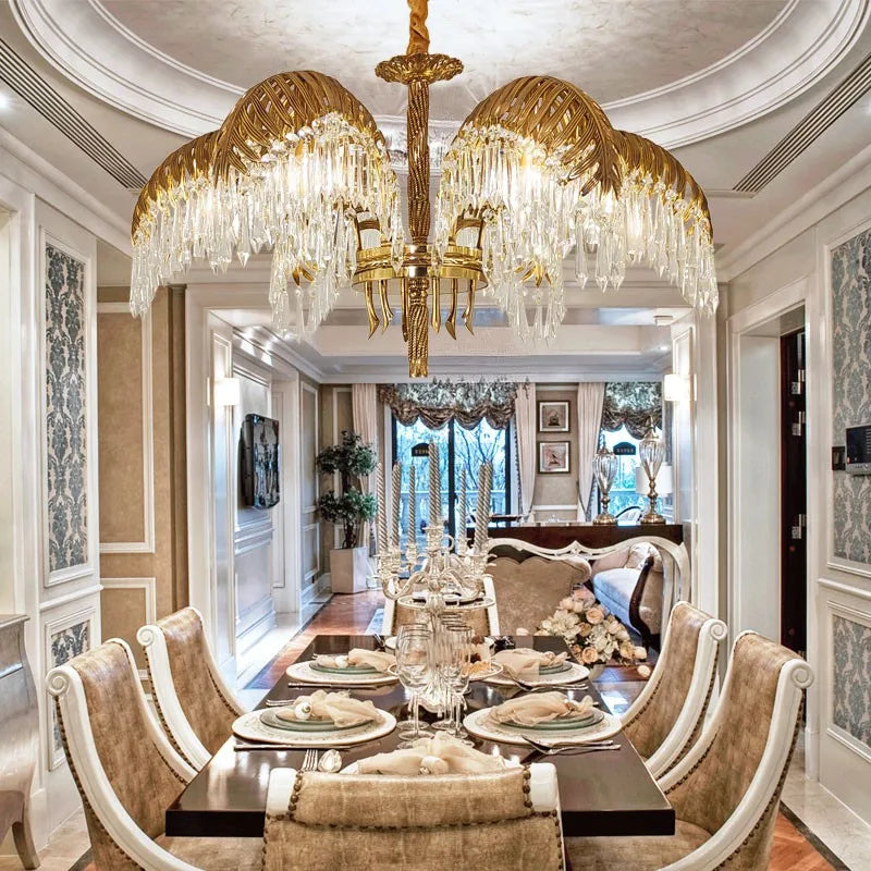 lustre en cuivre avec cristal pour décoration élégante et rétro - vue 4 sur 11