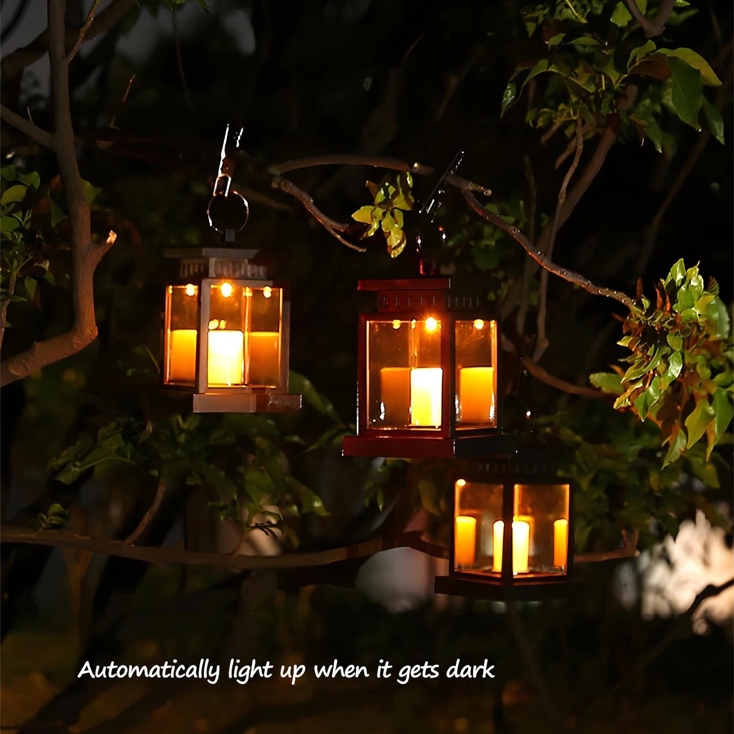 Lampe solaire bougie lanterne jardin étanche noël - vue 3 sur 7