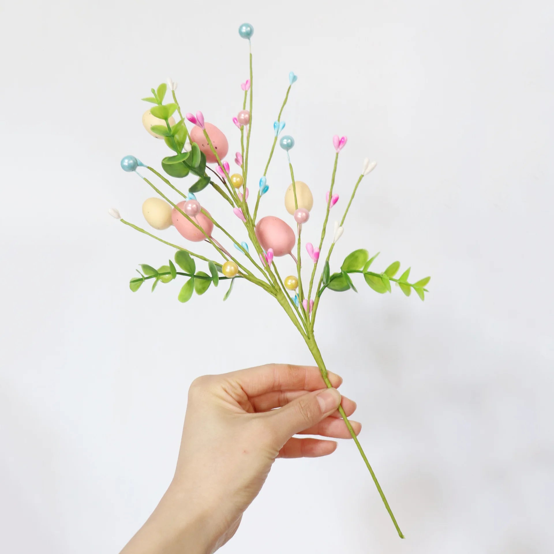 décoration florale artificielle de pâques avec lapins et œufs - vue 9 sur 16