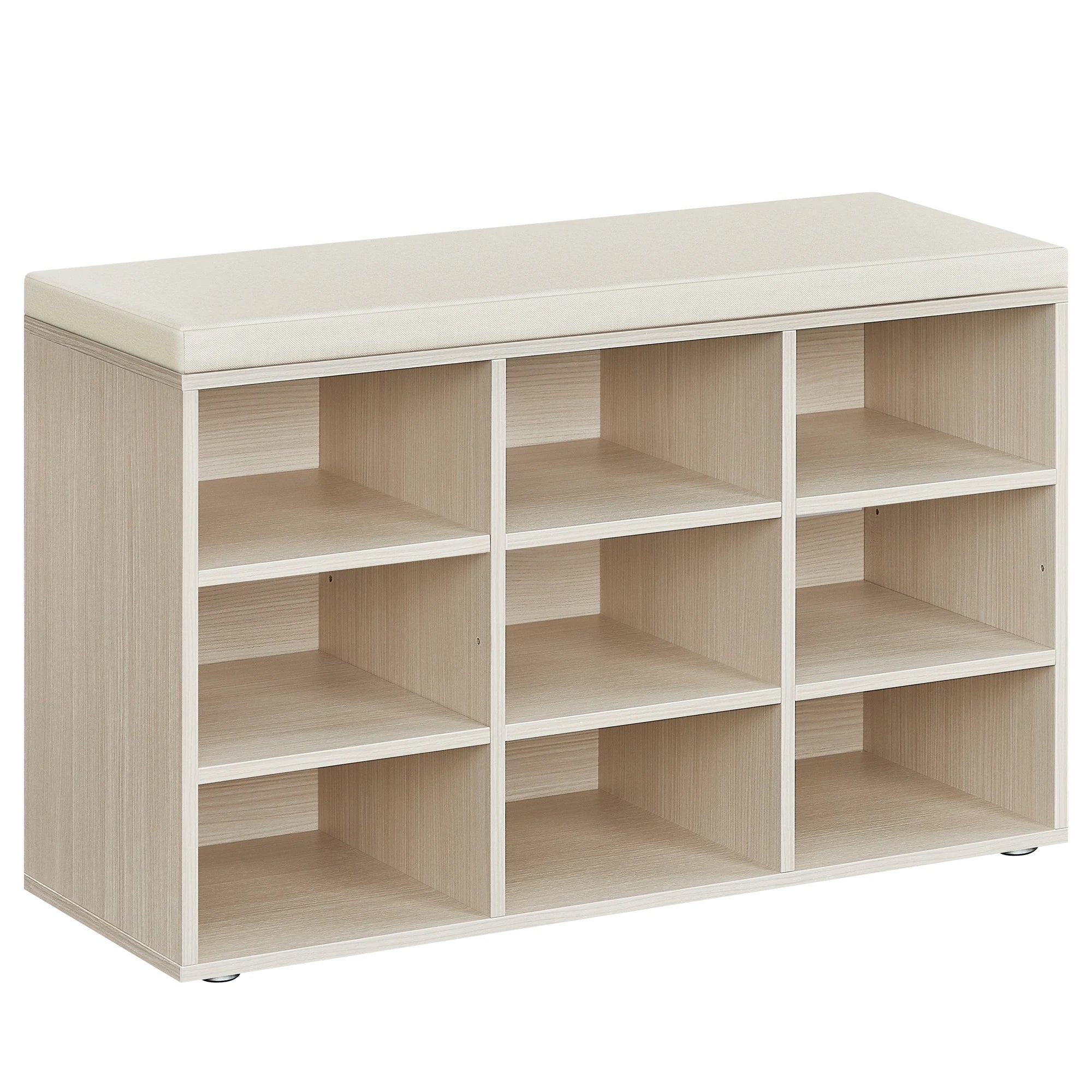 VASAGLE Shoe Bench, Storage Bench with Padded Seat, with Cushion, 9 Compartments, Adjustable Shelves, for Living Room, Hallway - vue 9 sur 10