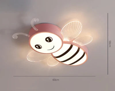plafonnier abeille rose et or pour l'éclairage des enfants - vue 7 sur 9