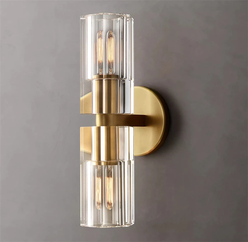 applique murale led moderne en cristal clair nickel laiton - vue 6 sur 9